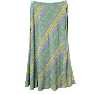 VTG 90s Buckles Womens Gingham Floral Pastel Easter Spring Maxi Flowy Skirt 12